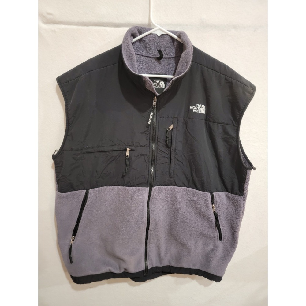 The North Face Denali Vest Mens XXL Black Gray Fleece Full Zip Polartec Jacket‎